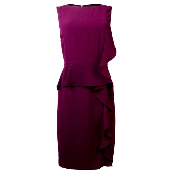 Ivanka Trump Dresses & Skirts - Ivanka Trump Bateau Neck Sleeveless Sheath Dress Purple Gold Accent Zipper Sz 14